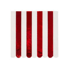 Red Stripe Foil Napkin Small S3085 - Pretty Day