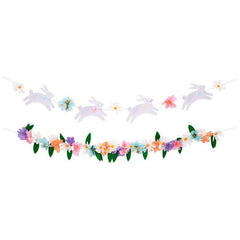 Leaping Easter Bunny Garland with Tissue Flowers S1020 - Pretty Day