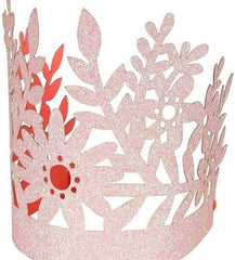 Pink Glitter Floral Party Hat Crowns- 8 pack  S3007 - Pretty Day