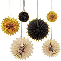 Meri Meri - Black and Gold Pinwheel Backdrop Decoration S3011 - Pretty Day