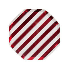 Shiny Red Foil Striped Paper Side Plates S2077 - Pretty Day
