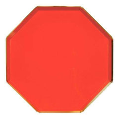 Large Bright Red Octagonal Dinner Plates S2117 - Pretty Day