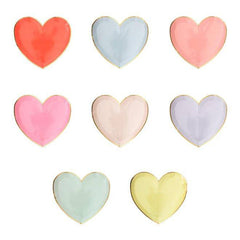 Meri Meri Pastel Valentines Paper Heart Plates - Small S3168 - Pretty Day