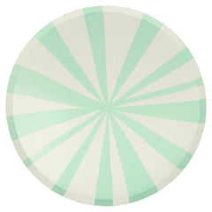 Mint Green Striped Paper Party Plate- Large - 8pk S9096 - Pretty Day