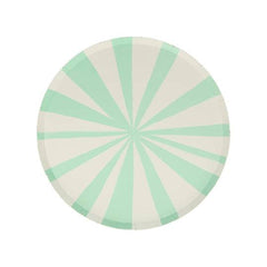 Mint Green Striped Paper Party Plate- Small - 8pk S9034 - Pretty Day