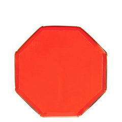 Small Bright Red Octagonal Glossy Side Plates S1052 - Pretty Day