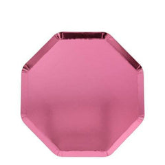 Small Octagonal Metallic Pink Foil Plates S1052 - Pretty Day