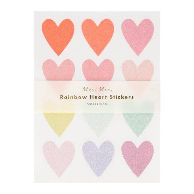 Meri Meri Pastel Heart Glitter Sticker Sheets - Set of 10 Sheets S3107 ...