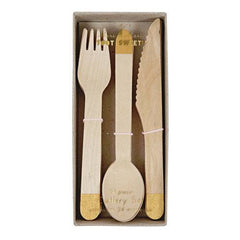 Gold Wooden Cutlery/Utenstils S7032 - Pretty Day