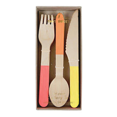 Neon Citrus Wooden Cutlery / Utenstils S3116 - Pretty Day