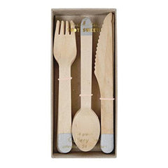 Silver Wooden Cutlery/Utenstils S3072 - Pretty Day