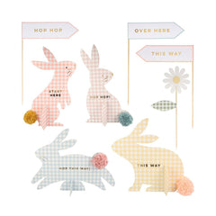 Meri Meri Gingham Easter Easter Bunny Egg Hunt Sign Kit S8002 S8003 - Pretty Day