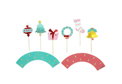 Holly Jolly Christmas - Cupcake Toppers & Wrappers, 12ct S2129 - Pretty Day