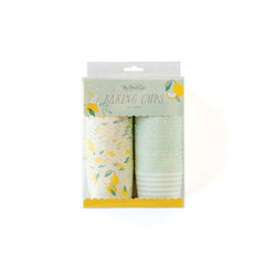 Mint Lemon Stripes 5 oz Food Cups - 50 Pack S7011 S7016 - Pretty Day