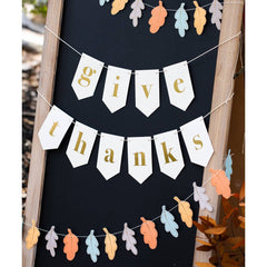 Harvest Give Thanks Leaves Thanksgiving Banner Set S6058 - Pretty Day