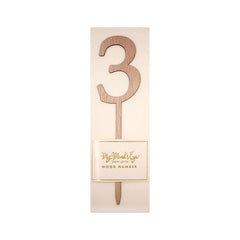 Number 3 Botanical Wood Cake Topper S7090 - Pretty Day