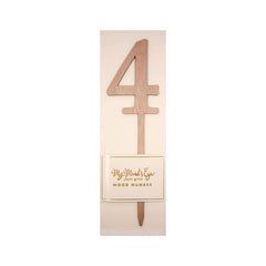 Number 4 Botanical Wood Cake Topper S4087 - Pretty Day