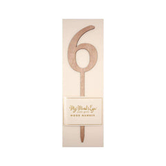 Number 6 Botanical Wood Cake Topper S4086 - Pretty Day