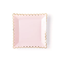 Square Scalloped Blush Pink Plates -Large  S7062 - Pretty Day