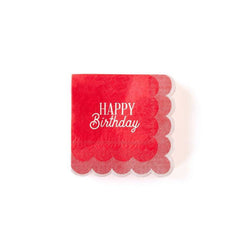Pink Birthday Scalloped Cocktail Small Napkins - Pack of 24 S8071 - Pretty Day