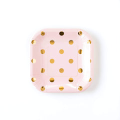 Small Blush Polka Dot Plates - 12 Pack S7136 - Pretty Day