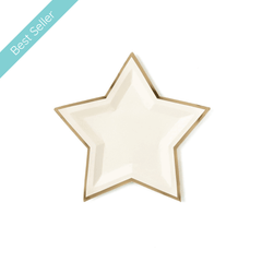 Cream Star Shaped 9" Gold Foiled Plates S8016 - Pretty Day