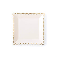Ivory Scalloped Square Plates S0058 - Pretty Day