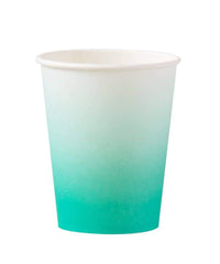 Teal Ombre Disposable Paper Party 8oz Cup- 8 pack S4153 - Pretty Day
