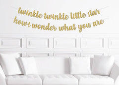 DIY Twinkle Twinkle Little Star Cursive Glitter Baby Shower Banner - Pretty Day