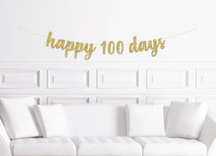 Happy 100 Days Cursive Glitter Banner - Pretty Day