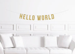 Hello World Baby Shower Banner - Pretty Day