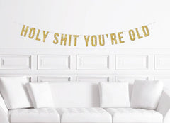 Holy Shit You're Old Birthday Banner - Pretty Day