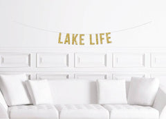 Lake Life Banner Glitter , Cabin Bachelorette Party Decoration - Pretty Day