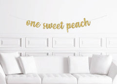 One Sweet Peach Cursive Banner First Birthday Decor - Pretty Day