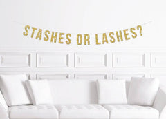 Stashes or Lashes? Gender Reveal Banner - Pretty Day