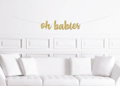 Twin Baby Shower Banner Cursive "Oh Babies" - Pretty Day