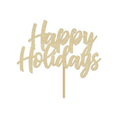 Happy Holidays Cake Topper Gold Glitter - Pretty Day