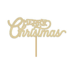 Merry Christmas Cake Topper Gold - Pretty Day