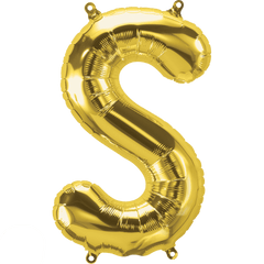 Small 16"  Gold S Letter Balloon S4014 - Pretty Day