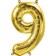 Small 16" Gold 9 Number Balloon S4007 - Pretty Day