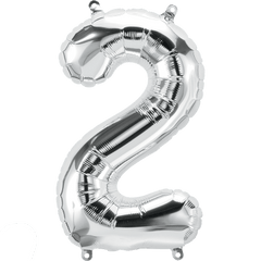 Small 16"  Silver Number 2 Balloon S4008 - Pretty Day