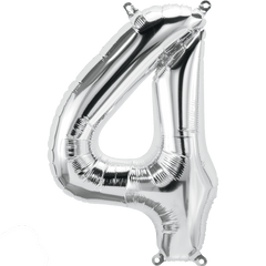 Small 16"  Silver Number 4 Balloon S4008 - Pretty Day