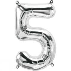 Small 16"  Silver Number 5 Balloon S4008 - Pretty Day