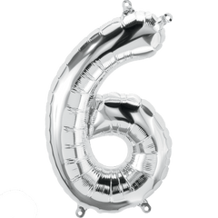 Small 16"  Silver Number 6 Balloon S4008 - Pretty Day