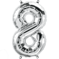 Small 16"  Silver Number 8 Balloon S4009 - Pretty Day
