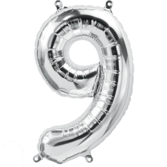 Small 16"  Silver Number 9 Balloon S4009 - Pretty Day
