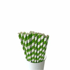 Apple  Green Striped Paper Straws S3115 - Pretty Day