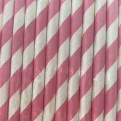 Bright Pink Striped Eco Friendly Paper Straws S2129 - Pretty Day
