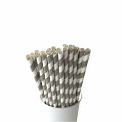 Gray Striped Eco Friendly Paper Straws S5104 - Pretty Day