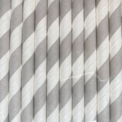 Light Grey Striped Eco Friendly Paper Straws S4099 - Pretty Day